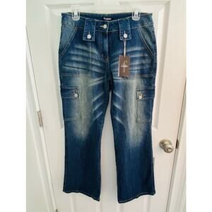 Flamingo Jeans 90s Womens Large Cargo Large Sailor Denim Flap Pocket 30 X 30